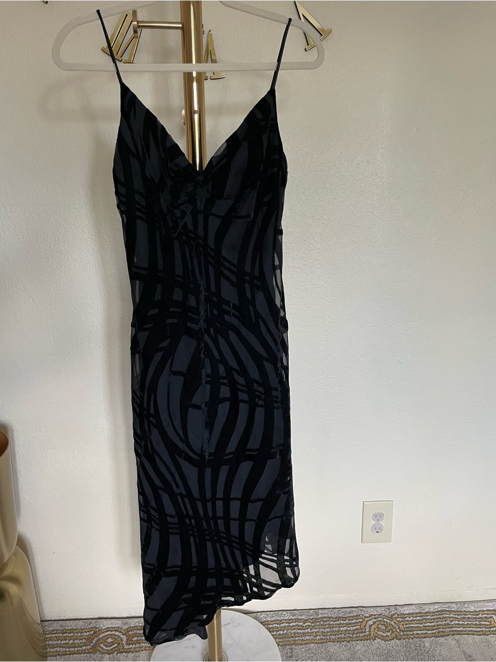 Betsy & Adam by Jaslene- Black Patterned Slip Dress -
